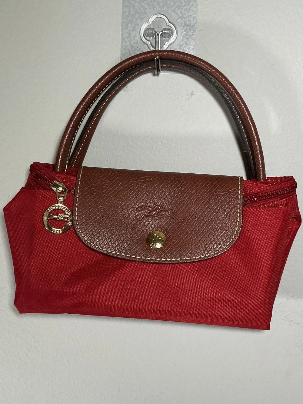 Longchamp Le Pliage Small Red Tote Bag | Made in France | Like New - Picture 9 of 9